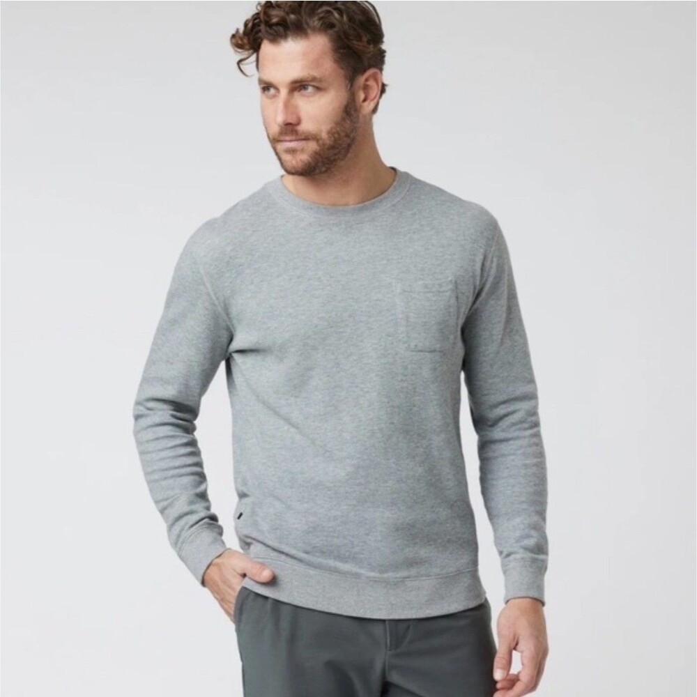 Vuori Jeffreys Shirt Mens Size L Gray Crewneck Pullover Zip Pocket Athleisure